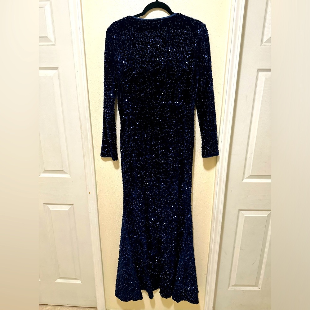 A navy blue sequins dress